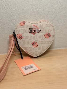 Juicy Couture Angel Crystal Pink Diamond Berry Sweet Heart Coin Purse Wristlet